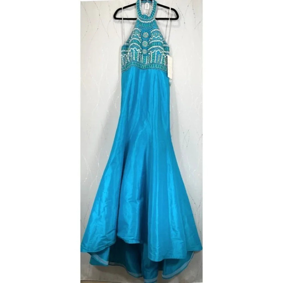 NWT Rachel Allan 7103A Turqouise Beaded Formal Gown $438 - Picture 3 of 11